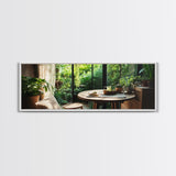 Greenhouse Kitchen Canvas Print, Rustic Dining Art, Botanical Garden Wall Artwork, Natural Farmhouse Decor, Light Filled Wabi Sabi Style