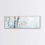Birch Tree Art Framed Canvas Print, Neutral Landscape Painting Autumn Decor, Rustic Minimalist Wall Art Gift Idea Above Bed Design