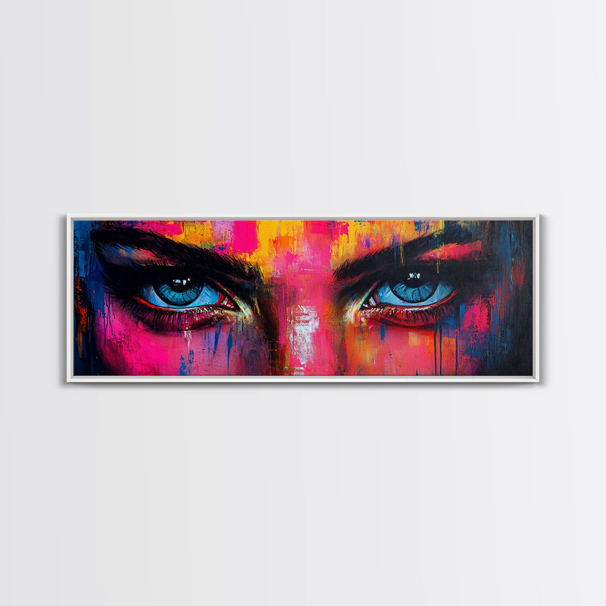 Vibrant Eyes Abstract Canvas Print, Modern Whimsical Wall Art, Colorful Art Gift Idea Bedroom Boho Artistic Expression Decor