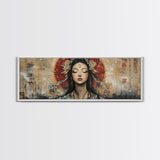 Radiant Goddess Framed Canvas Print Art Nouveau Style Japanese-Inspired Goddess Art Print Bedroom Wall Decoration