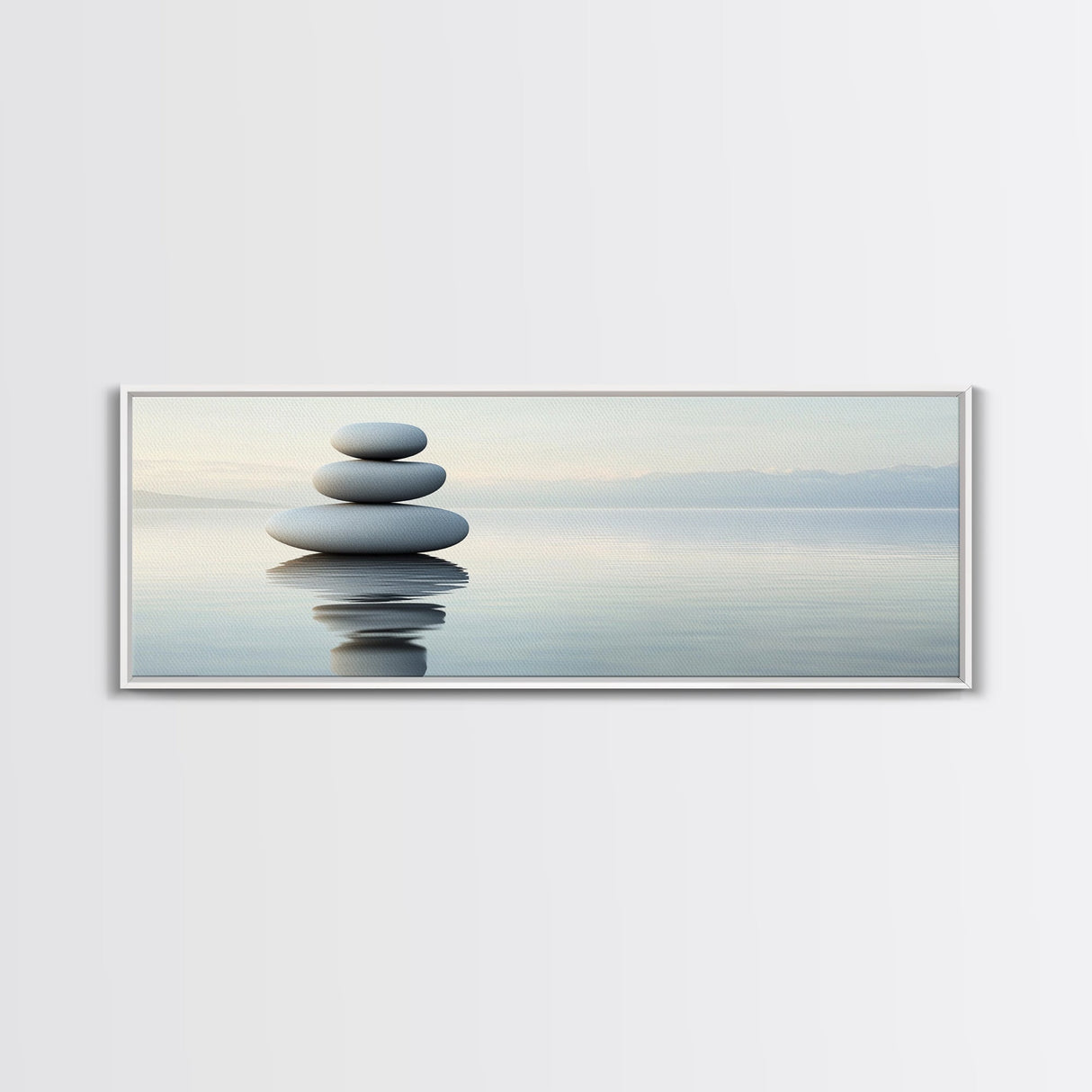 Zen Inspired Framed Canvas Print Minimalist Art Stacked Stones Calming Wabi Sabi Style Living Room Decor Neutral Wall Art