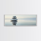 Zen Inspired Framed Canvas Print Minimalist Art Stacked Stones Calming Wabi Sabi Style Living Room Decor Neutral Wall Art