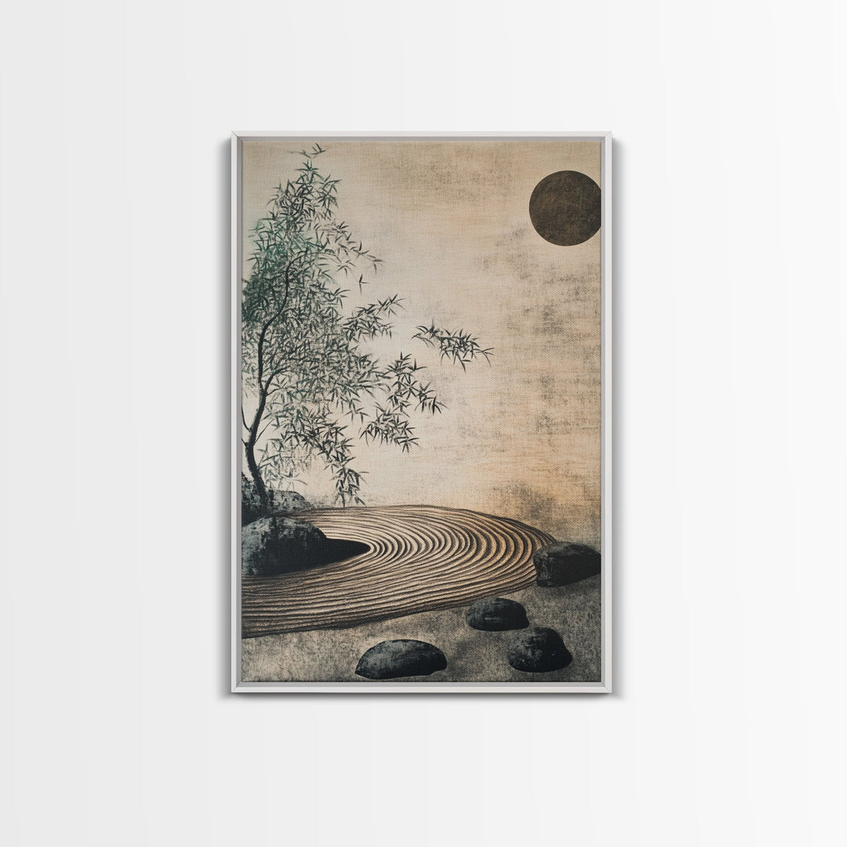 Zen Bamboo Garden Canvas Print Wabi Sabi Wall Art Minimalist Zen Inspired Artwork Rustic Decor Above Couch Wall Art Bedroom Art