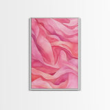 Flowing Abstract Pink Wave Art Framed Canvas Print | Feminine and Minimalist Bedroom or Living Room Aesthetic | Whimsical Art Decor