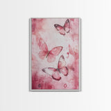 Pink Butterfly Botanical Prints Canvas Print Soft Whimsical Nature Inspired Bedroom or Living Room Art Light Pink Wall Decor