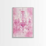Pink Crystal Chandelier Canvas Print | Romantic Light Decor | Rustic Wall Art | Elegant Bedroom Art | Above Bed Wall Art | Farmhouse Decor