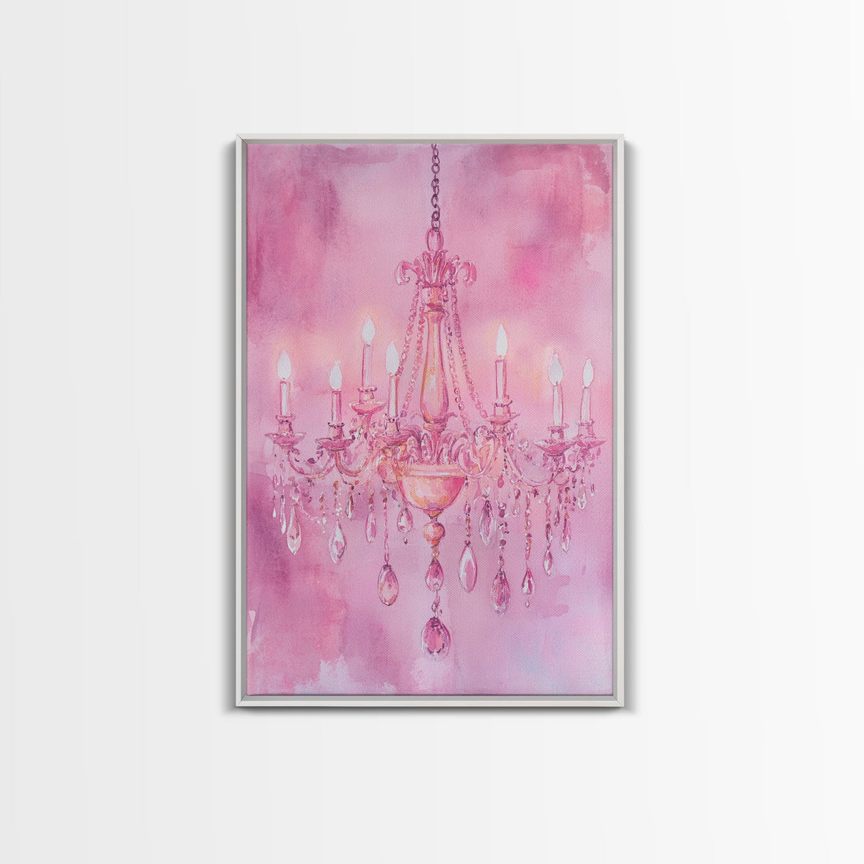 Elegant Pink Chandelier Canvas Print | Romantic Light Wall Art | Rustic Wall Decor | Bedroom Accent | Above Sofa Art | Farmhouse Vibe