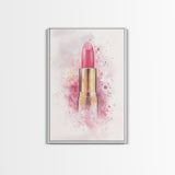 Radiant Pink Lipstick Canvas Print | Feminine Wall Art | Makeup Lover Decor | Modern Minimalist Art | Bathroom Accent | Gift Idea Her