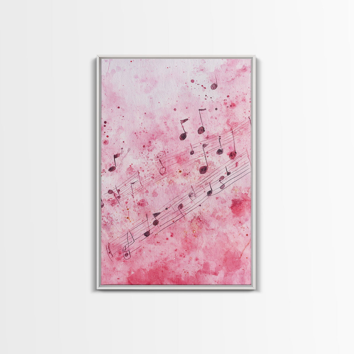 Pink Musical Notes Canvas Print, Whimsical Art, Music Lover Gift, Pink Wall Art for Dorm, Light Pink Wall Art, Artistic Decor, Living Room Art