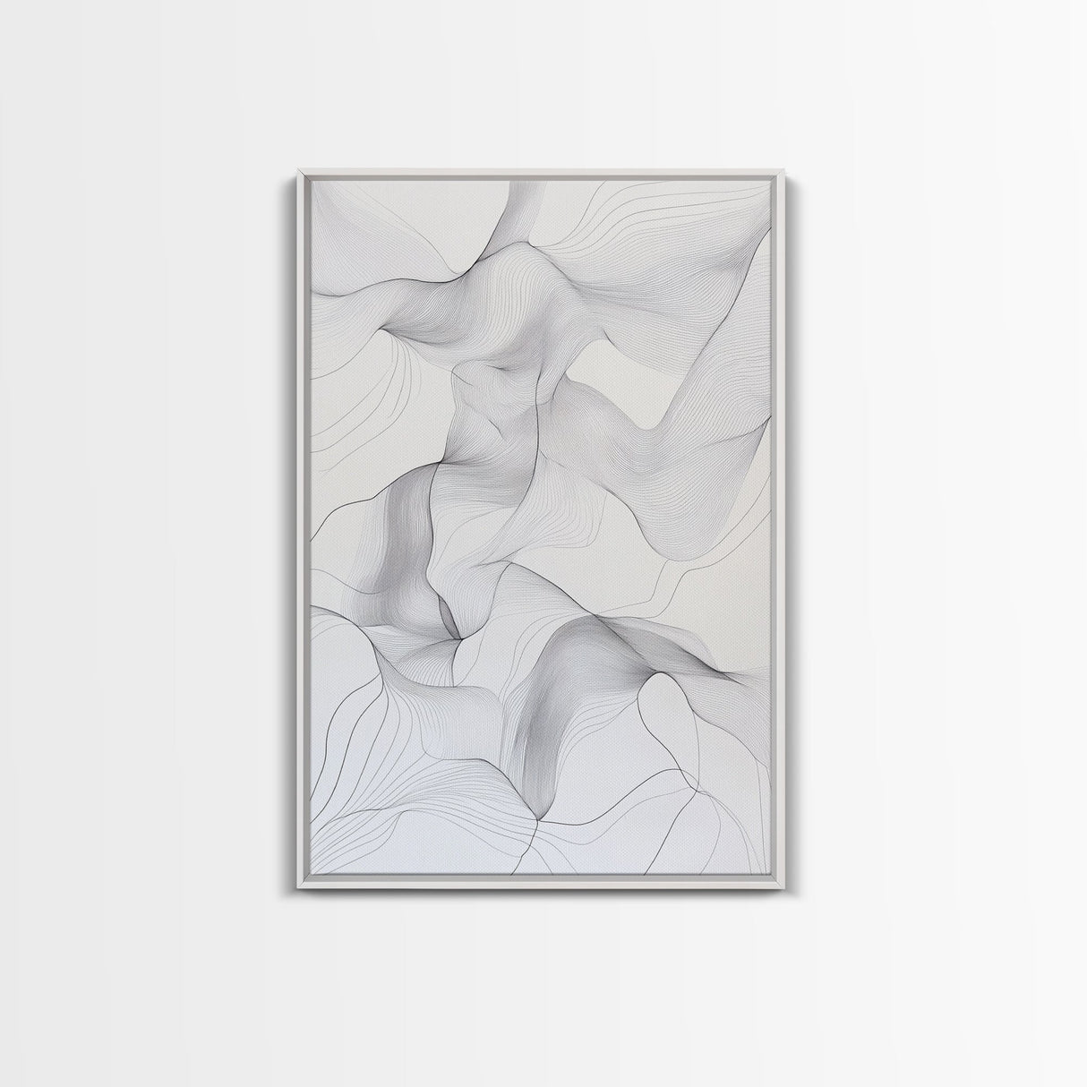 Black White Line Art Canvas Print Minimalist Geometric Wall Decor Modern Zen Artwork Above Couch Gift Idea Stylish Home Accent