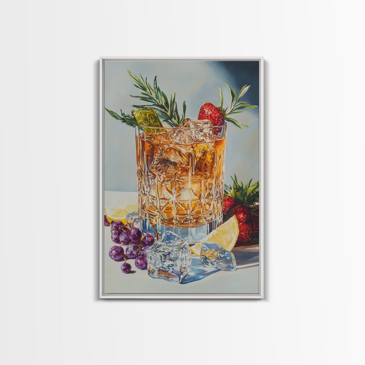 Whiskey Glass Canvas Print | Rustic Bar Kitchen Wall Art | Coastal Decor Martini Painting | Living Room Gift Idea for Him Art Print