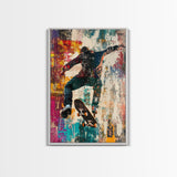 Urban Skater Canvas Print with Graffiti Wall Art and Street Style Design, Perfect for Modern Chicano Art Inspired Decor