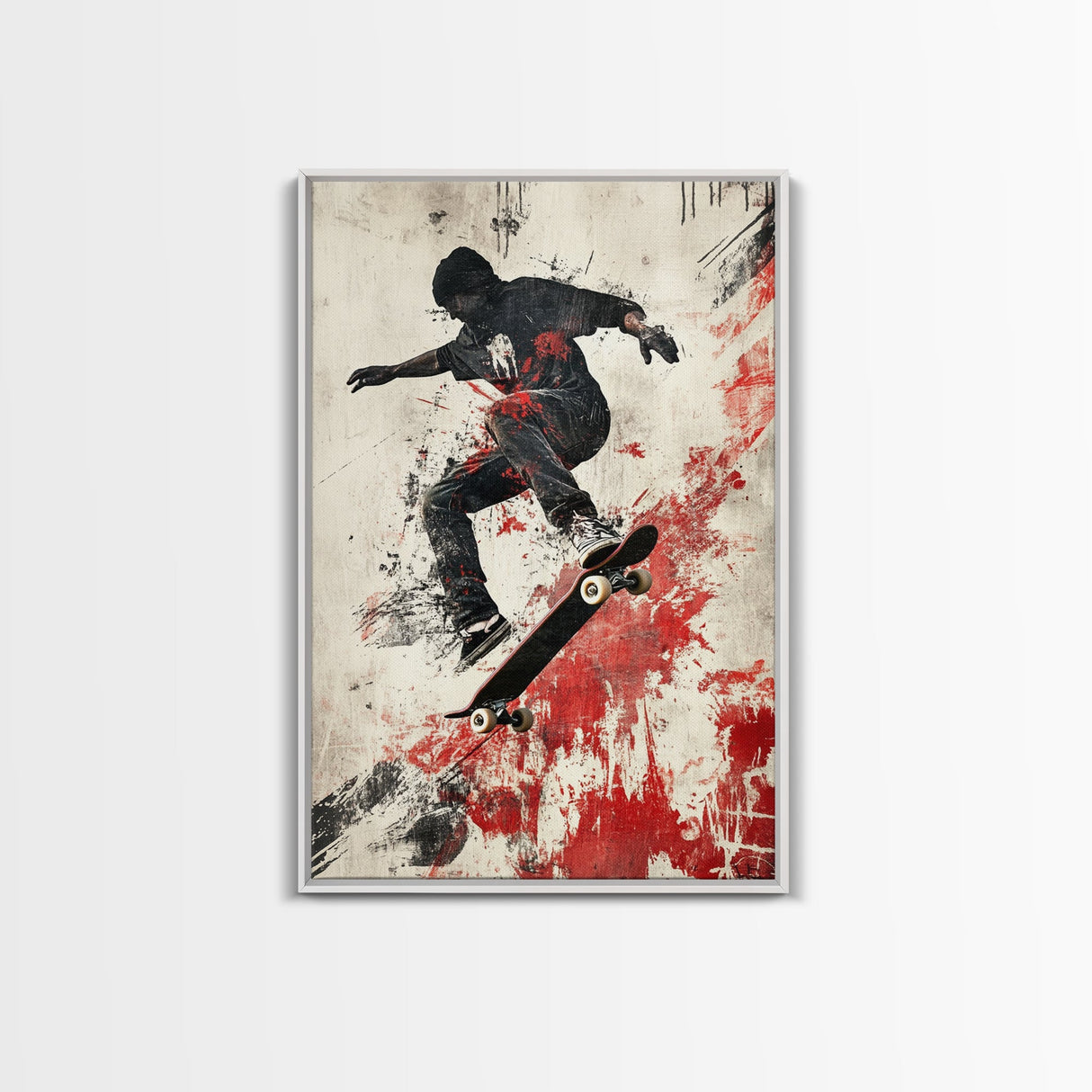 Energetic Skater Canvas Print with Urban Graffiti Wall Art and Bold Street Style Decor, Perfect for Living Room Accent Walls