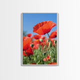 Vibrant Poppy Field Framed Canvas Print, California Poppy Art, Rustic Landscape Wall Art, Bedroom Art, Farmhouse Living Room Decor