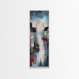 Seaside Village, sailboat painting, coastal wall art, blue and green wall art, above couch art, farmhouse art, Framed Canvas Print