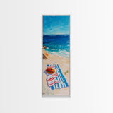 Seaside Picnic, Summer Vibes, Coastal Painting, Nautical Decor, Beach House Art, Food Review Kitchen Art, Framed Canvas Print