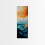 Golden Horizon, painting morro bay, nautical painting, orange abstract art, extra wide art, southwest wall art, Framed Canvas Print