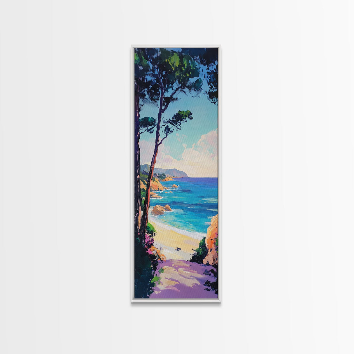 Coastal Cliffs, Nautical Wall Art, Coastal Decor, Ocean Painting, California Poppy Art, Seascape Painting, Canvas Print
