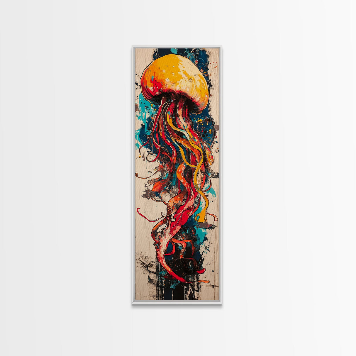 Jellyfish Painting, Ocean Art, Moody Art, Nautical Decor, Coastal Cowgirl Wall Art, Christmas, Framed Canvas Print, Bedroom Art