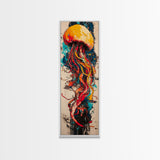Jellyfish Painting, Ocean Art, Moody Art, Nautical Decor, Coastal Cowgirl Wall Art, Christmas, Framed Canvas Print, Bedroom Art