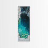 Teal wall art, hidden lagoon, ocean painting, moody art, coastal decor, framed canvas print, nautical art, above bed wall art