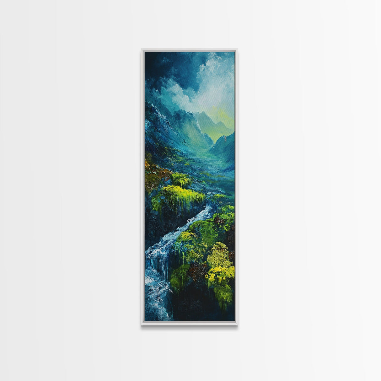 Ireland Painting, Framed Canvas Print, coastal decor, blue and green wall art, mountain painting, landscape painting, extra wide art