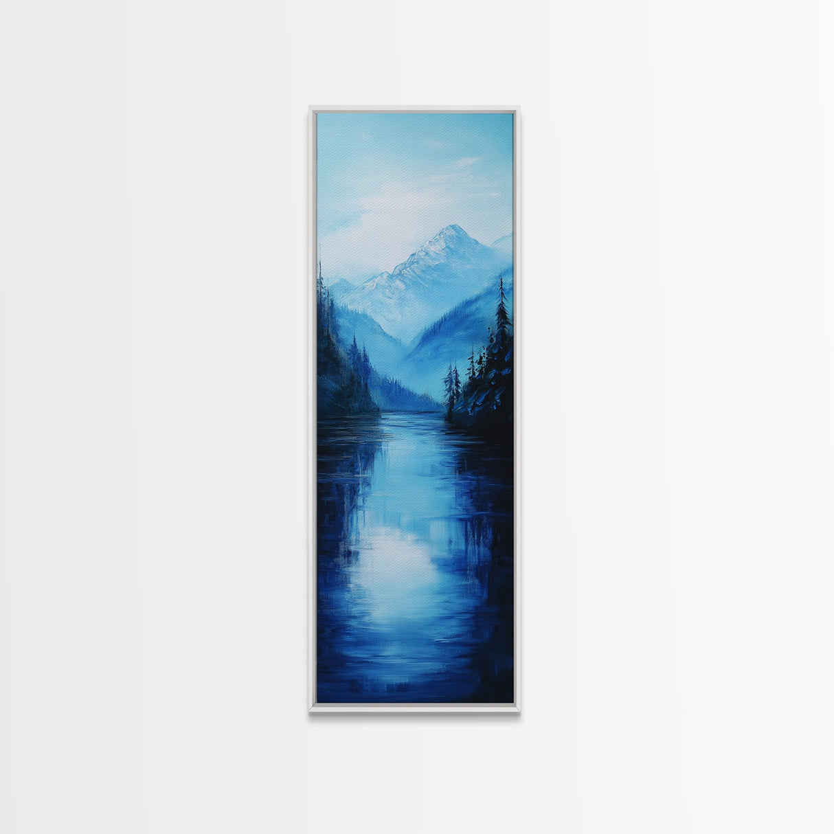 Lake Tahoe Art, Canvas Print, pine tree art, mountain painting, rustic decor, above couch art, panoramic painting, bedroom art
