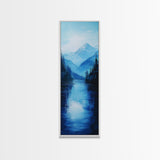 Lake Tahoe Art, Canvas Print, pine tree art, mountain painting, rustic decor, above couch art, panoramic painting, bedroom art