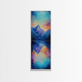 Mountain Reflection, landscape painting, lake Tahoe art, moody art, bedroom art, gift idea for him, Framed Canvas Print