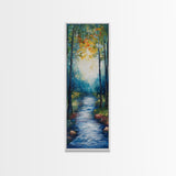 Autumn Forest Path, forest at dusk painting, birch tree painting, moody art, landscape painting, vertical wall art, Canvas Print