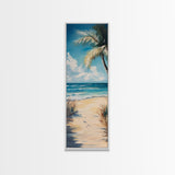 Tropical Beach, coastal painting, nautical decor, palm tree painting, Hawaii art, coastal cowgirl wall art, Framed Canvas Print