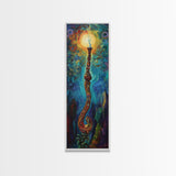 Cosmic Palm Tree, palm tree painting, pink orange wall art, tropical art, framed canvas print, psychedelic art, beach house decor