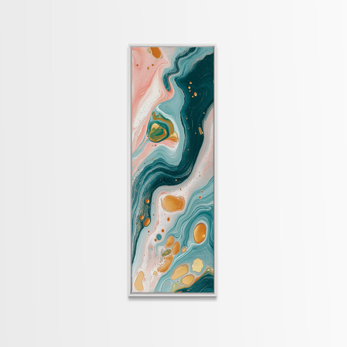 Fluid Art, pink orange wall art, teal wall art, modern abstract painting, contemporary art, fluid acrylic painting, Canvas Print