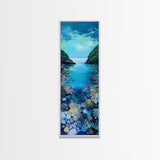 Underwater View, nautical painting, seascape painting, coral reef painting, blue and green wall art, Framed Canvas Print