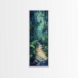 Jungle Pathway, Forest Painting, Moody Art, Botanical Prints, Nature Wall Art, Above Sofa Art, Tall Narrow Art, Canvas Print