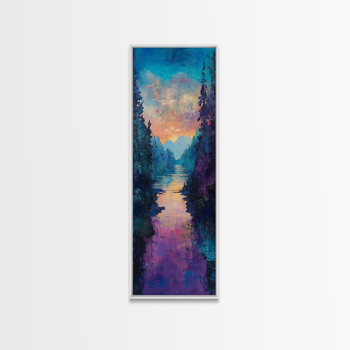 Twilight Mountain, smoky mountain art, pine tree art, framed canvas print, moody art, landscape painting, above bed wall art
