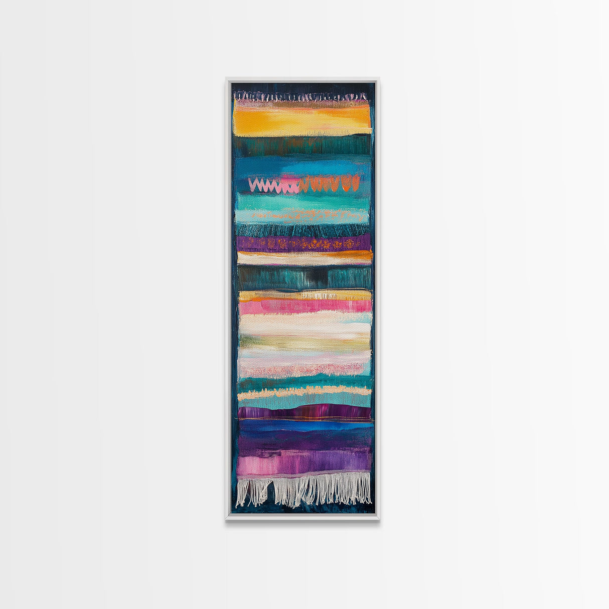 Textile Abstract, Colorful Patterns, Woven Design, Framed Canvas Print, Moroccan wall art, geometric wall art, boho art, vibrant art