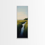 Marsh landscape, marsh painting, coastal decor, framed canvas print, extra wide art, original painting, above couch art
