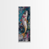 Fish Art, koi fish painting, fly fishing art, trout art, coastal decor, blue and green wall art, Canvas Print, living room art