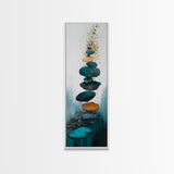 Zen Stones, minimalist art, zen wall art, wabi sabi art, sage green wall art, extra wide art, tall narrow art, Canvas Print, boho art