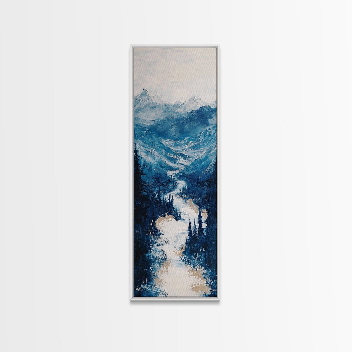 Blue Mountains, mountain painting, landscape painting, extra wide art, panoramic art, minimalist art, Canvas Print