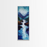 River in Mountains, moody landscape painting, smoky mountain art, rustic wall art, wabi sabi art, framed canvas print