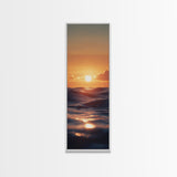 Ocean Sunset, Coastal Painting, Seascape Art, Canvas Print, Nautical Decor, Vertical Wall Art, Beach House Art
