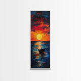 Fisherman Silhouette, Ocean Sunset, Moody Art, Canvas Print, Nautical Wall Art, Boho Art, Rustic Decor, Above Couch Art