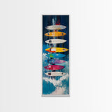 Surfboard Art, Coastal Decor, Framed Canvas Print, Surf Wall Art, Nautical Painting, Beach House Art, Living Room Art
