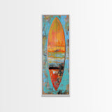 Surfboard Painting, Ocean Art, Canvas Print, Coastal Cowgirl Wall Art, Beach House Art, Tropical Art, Long Narrow Art