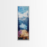 Mountain River, landscape painting, lake Tahoe art, pine tree art, rustic wall art, framed canvas print, extra wide art