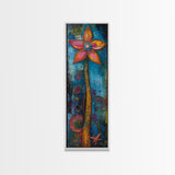 Vibrant Flower, botanical prints, pink orange wall art, boho art, whimsical art, tall narrow art, framed canvas print