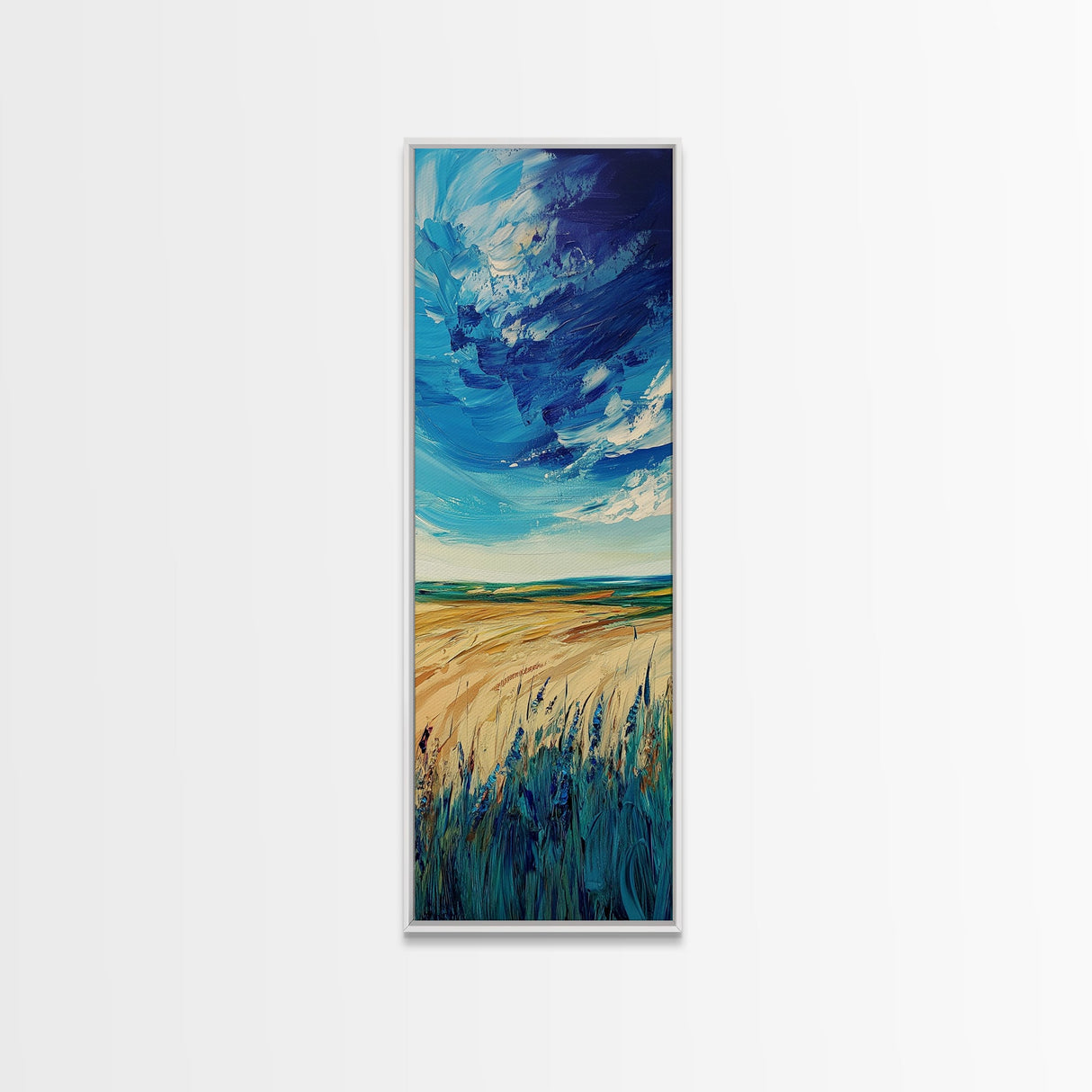 Prairie Storm, landscape painting, framed canvas print, moody art, rustic wall art, southwest wall art, extra wide art, boho art