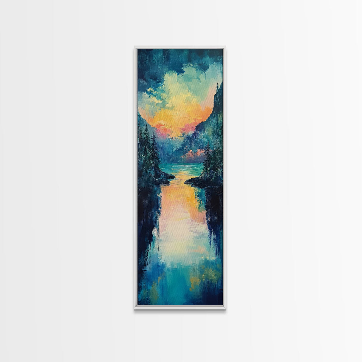 Moody Landscape Art, Sunset Painting, Smoky Mountain Art, Rustic Wall Art, Blue and Green Wall Art, Framed Canvas Print, Gift Idea